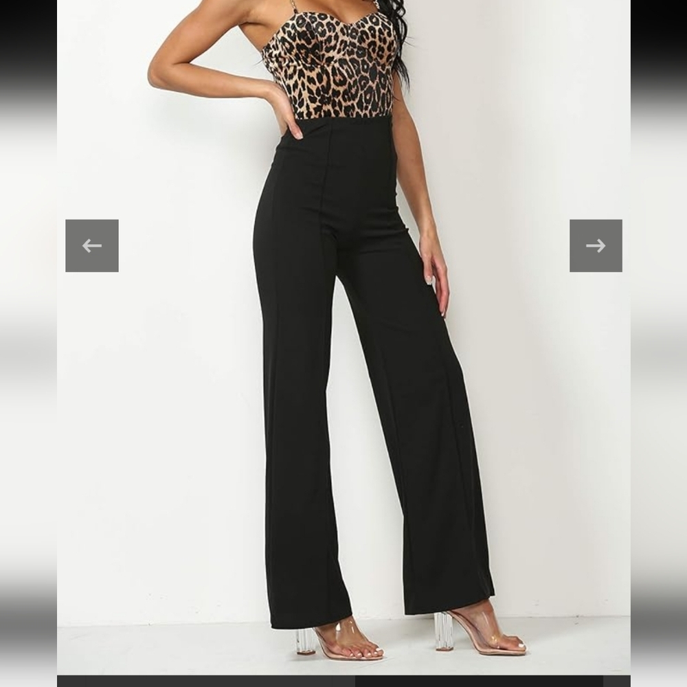 Nwot Elegant Black Cemi Ceri Women's Flared Pants W Piping 1XL